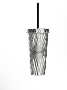 Michael Diamond Tumbler Studded silver  Personalized Tumbler with Straw
